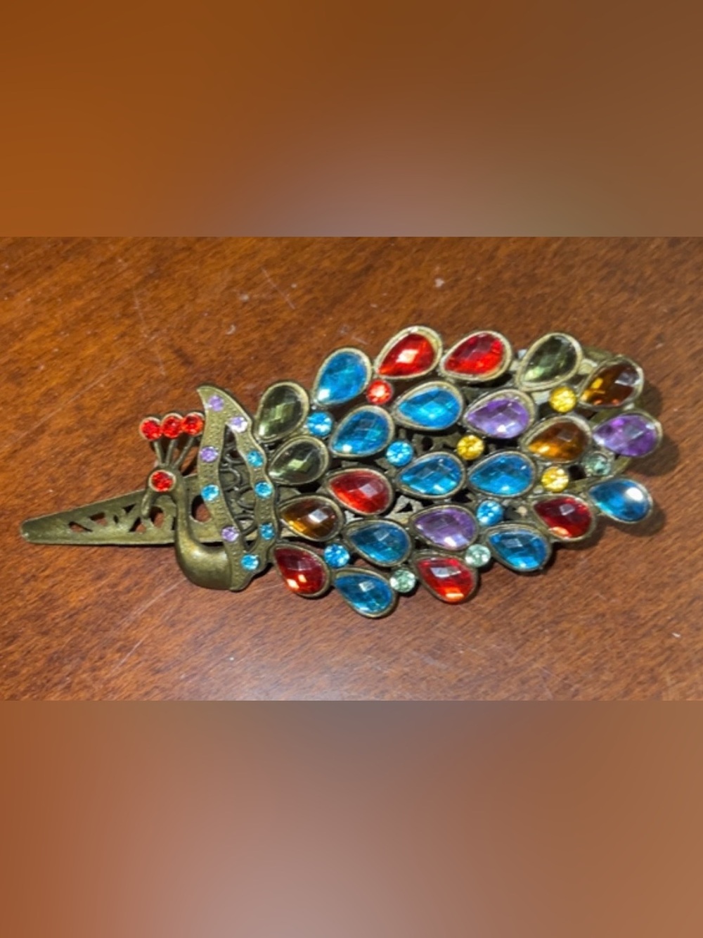 Stunning Vintage Peacock Hair Barrette